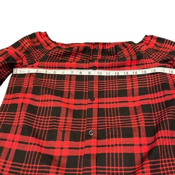 NWOT Coeur De Vague Plaid Off the Shoulder Top Red and Black Size Small - Picture 6 of 8